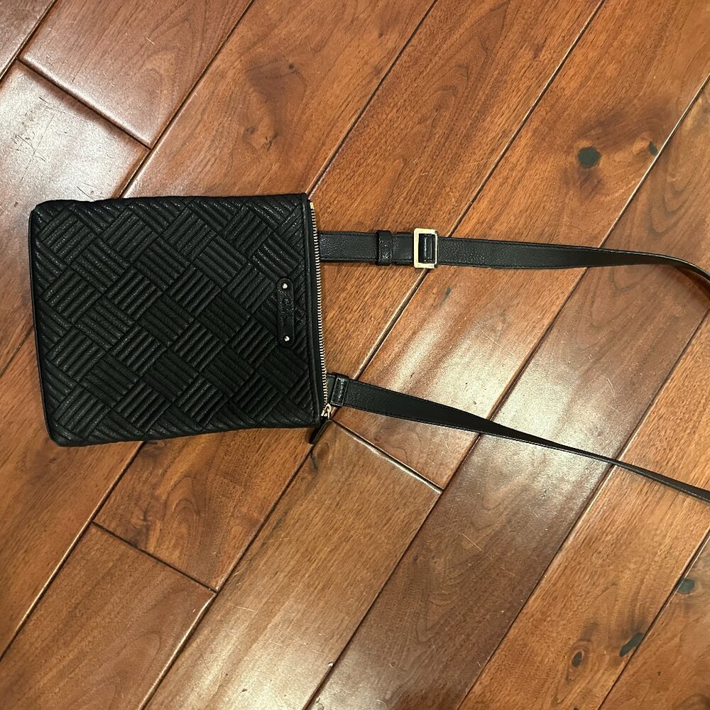 ColeHaan black, quilted leather cross body purse with leather strap